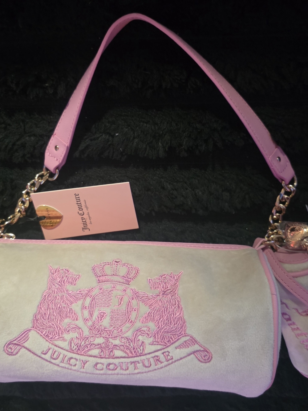 Juicy Couture Pink Embroidered Crest Shoulder Bag